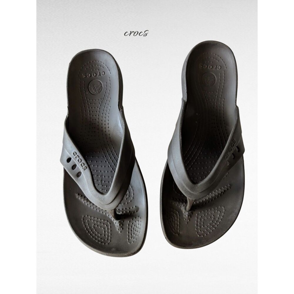 Crocs womens brown thong comfy sandal   Sz 9